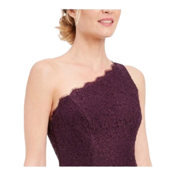 NWT ADRIANNA PAPELL Purple Plum Lace One Shoulder Formal Gown Size US 2 … - Picture 4 of 10
